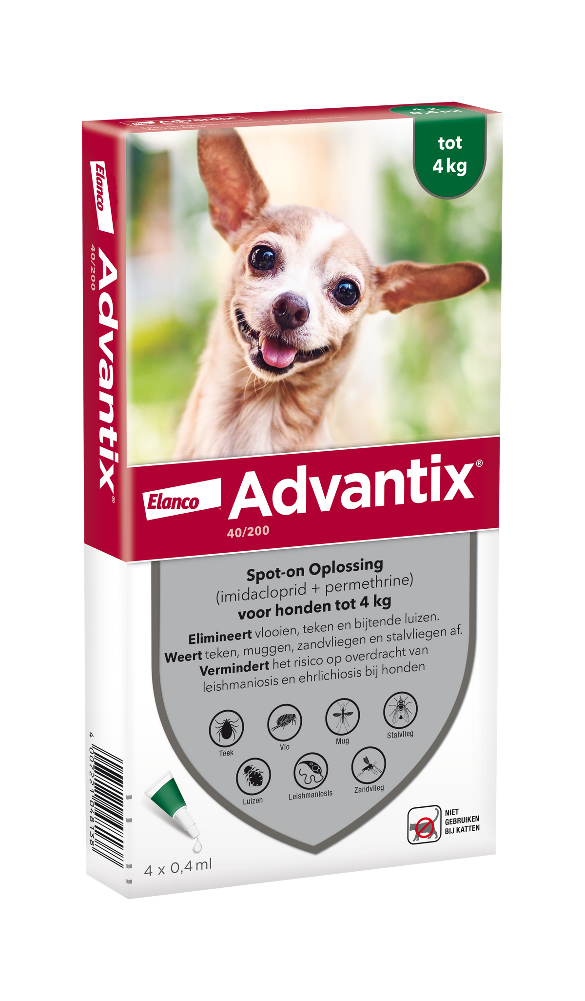 Advantix vlooien- en tekenpipet voor honden 40/200 (1,5 tot 4kg) 4 pipetten