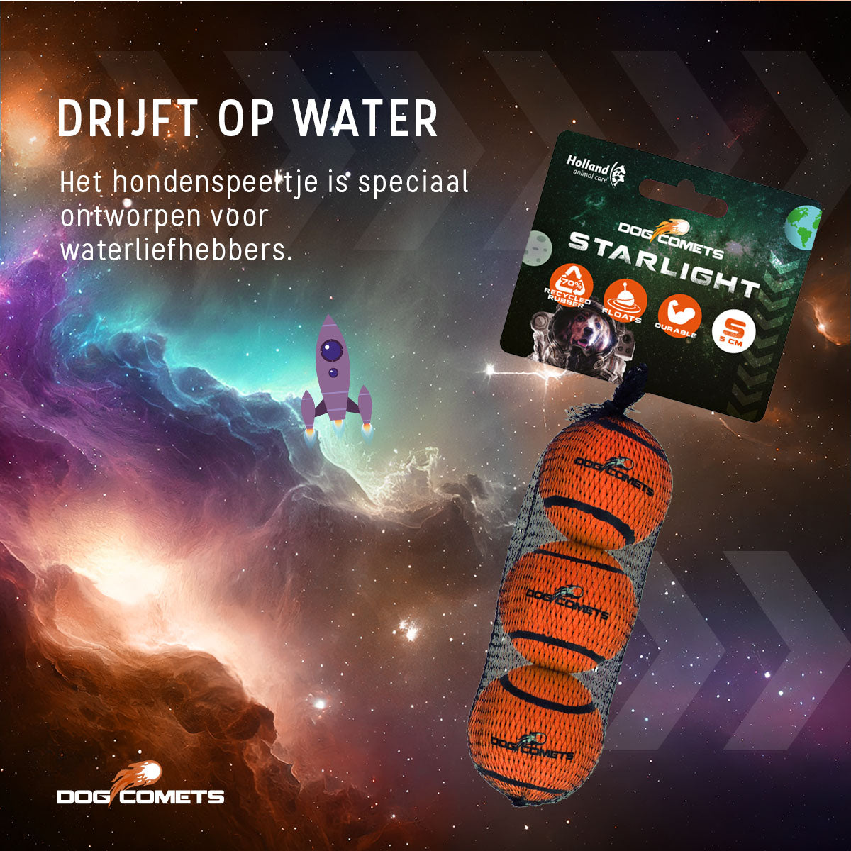 Dog Comets Tennisbal Starlight S Oranje (3-pack)