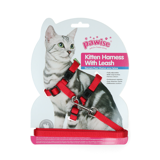 Pawise Kitten Harness With Leash Red/Blue S