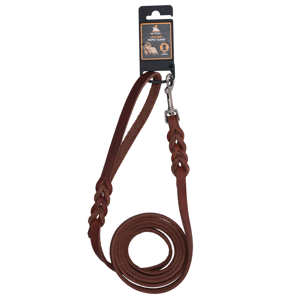 Spotted! Pro Leren Showlijn 180 cm x 12 mm - Bruin (Musketon)