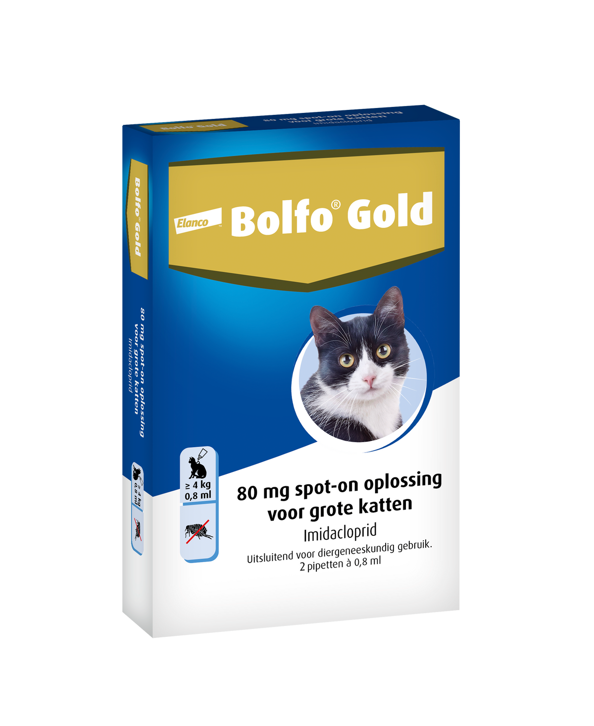 Bolfo Gold Vlooiendruppels Kat - Vanaf 4 kg - 80 mg 2 pipetten