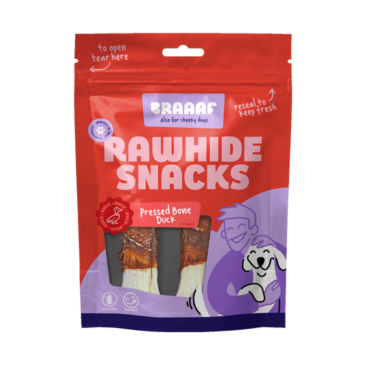 Braaaf Rawhide Pressed Bone Eend - 12,5 cm