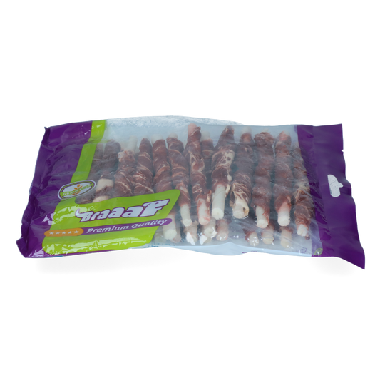 Braaaf Rawhide Roll Sticks Rund & Vis - 25 st.