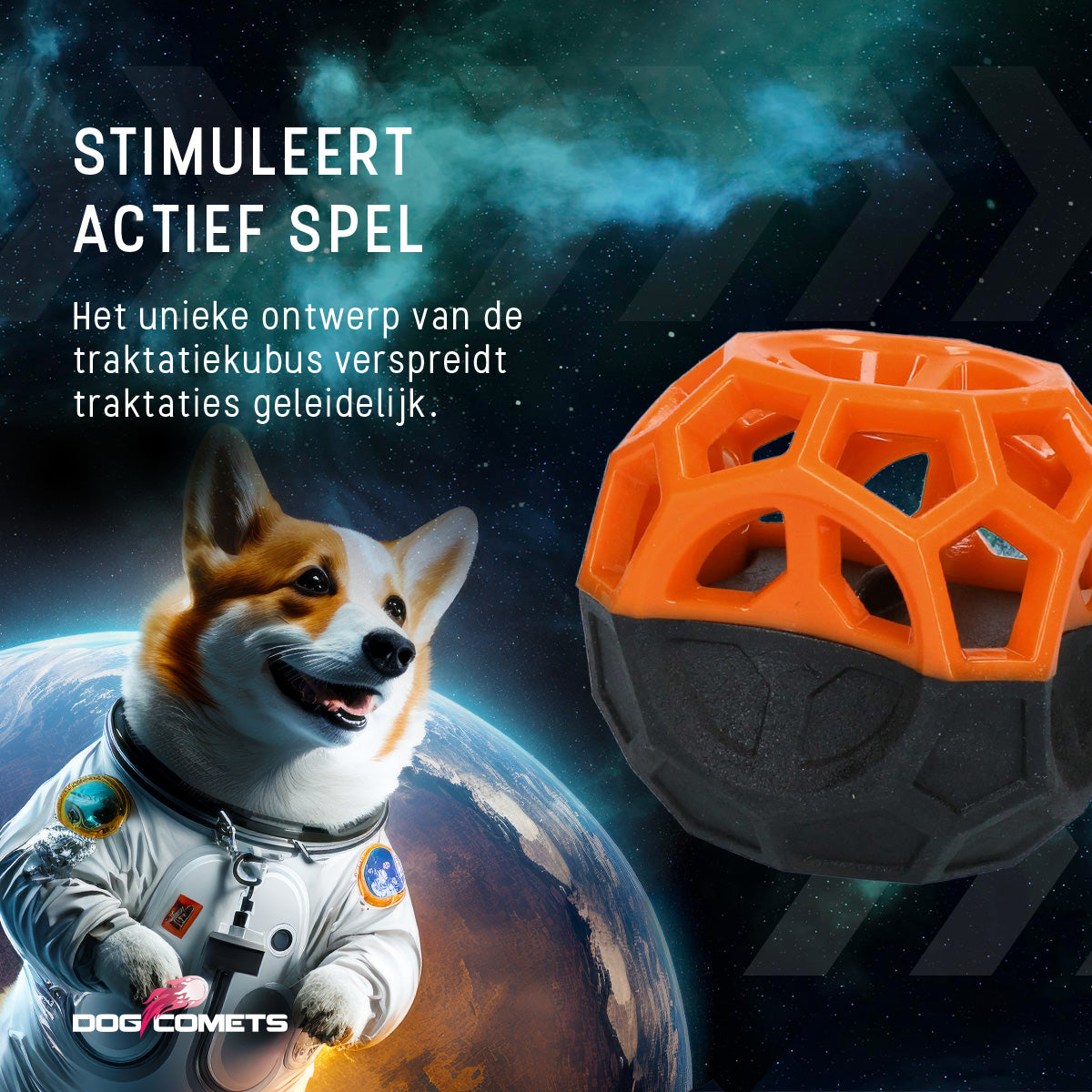 Dog Comets Moonstone Traktatiekubus Oranje