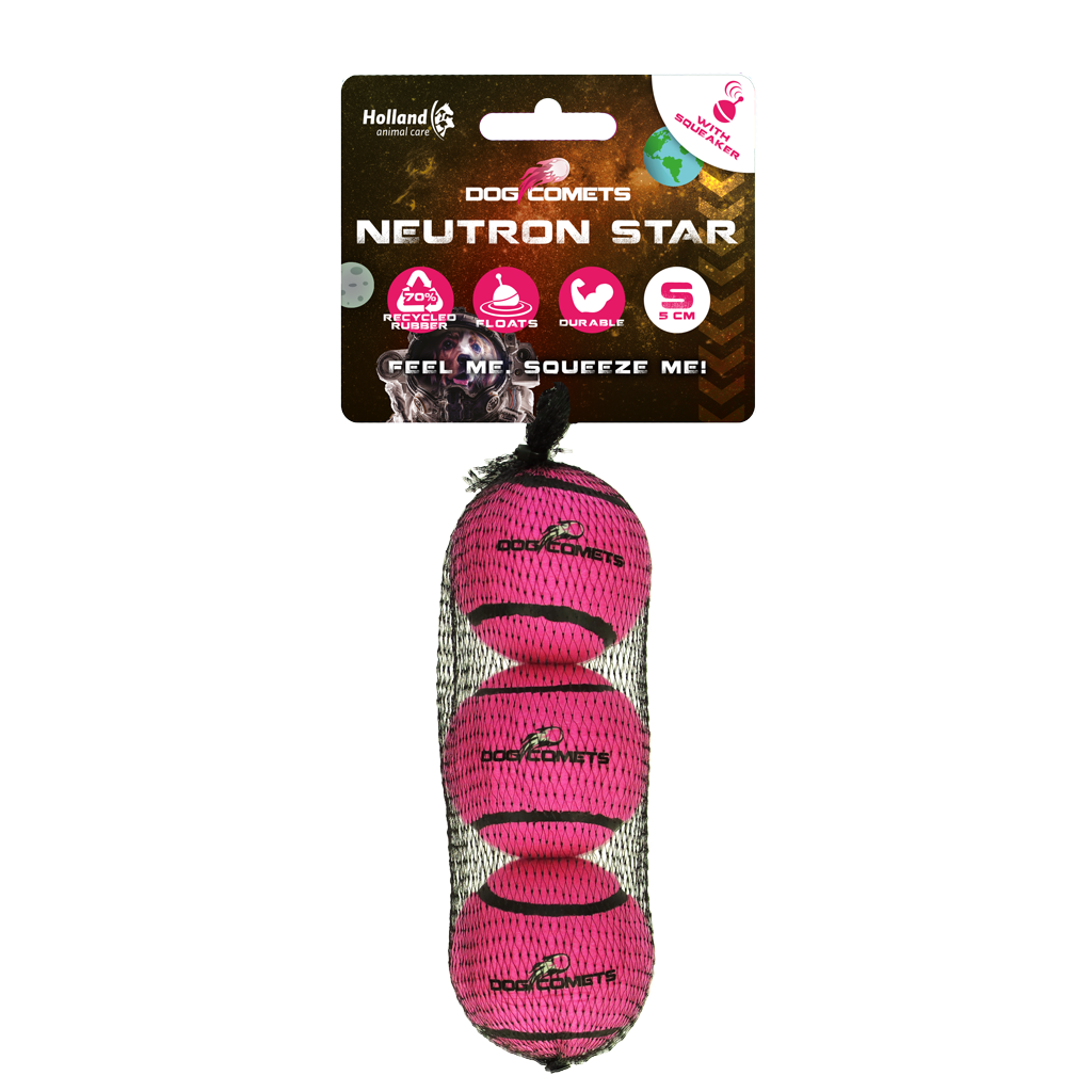 Dog Comets Tennisbal Met Pieper Neutron Star S Roze (3-pack)