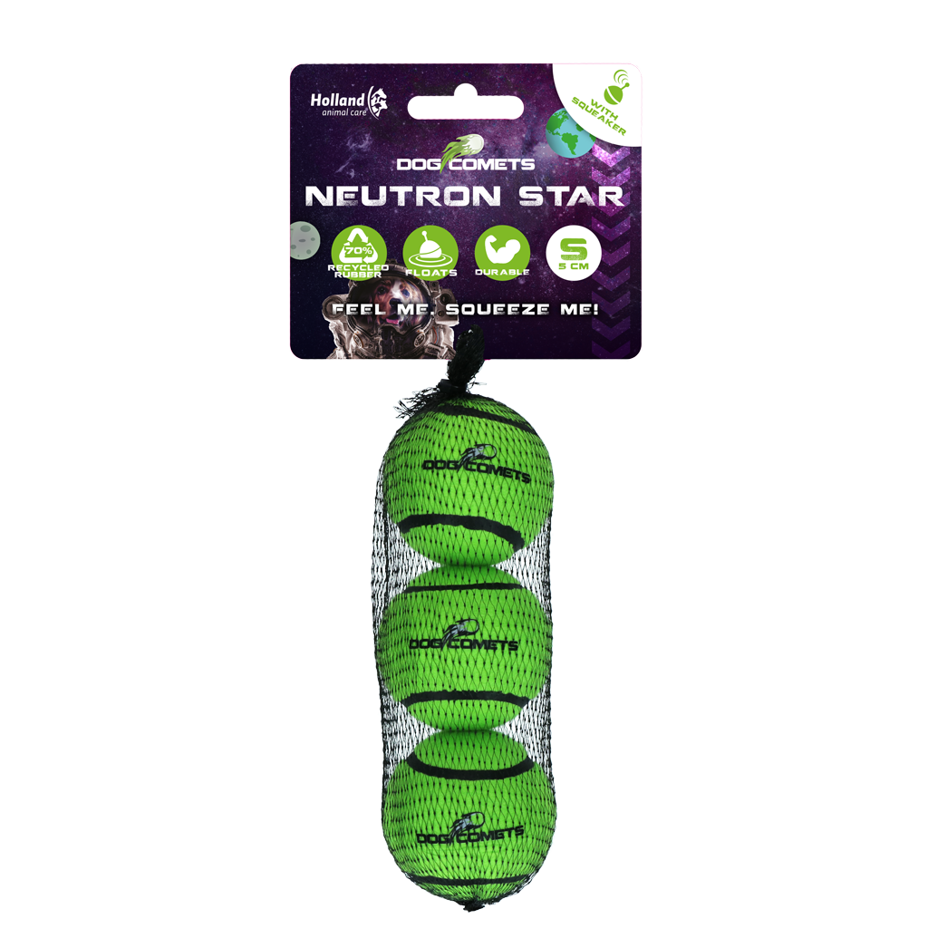 Dog Comets Tennisbal Met Pieper Neutron Star S Groen (3-pack)
