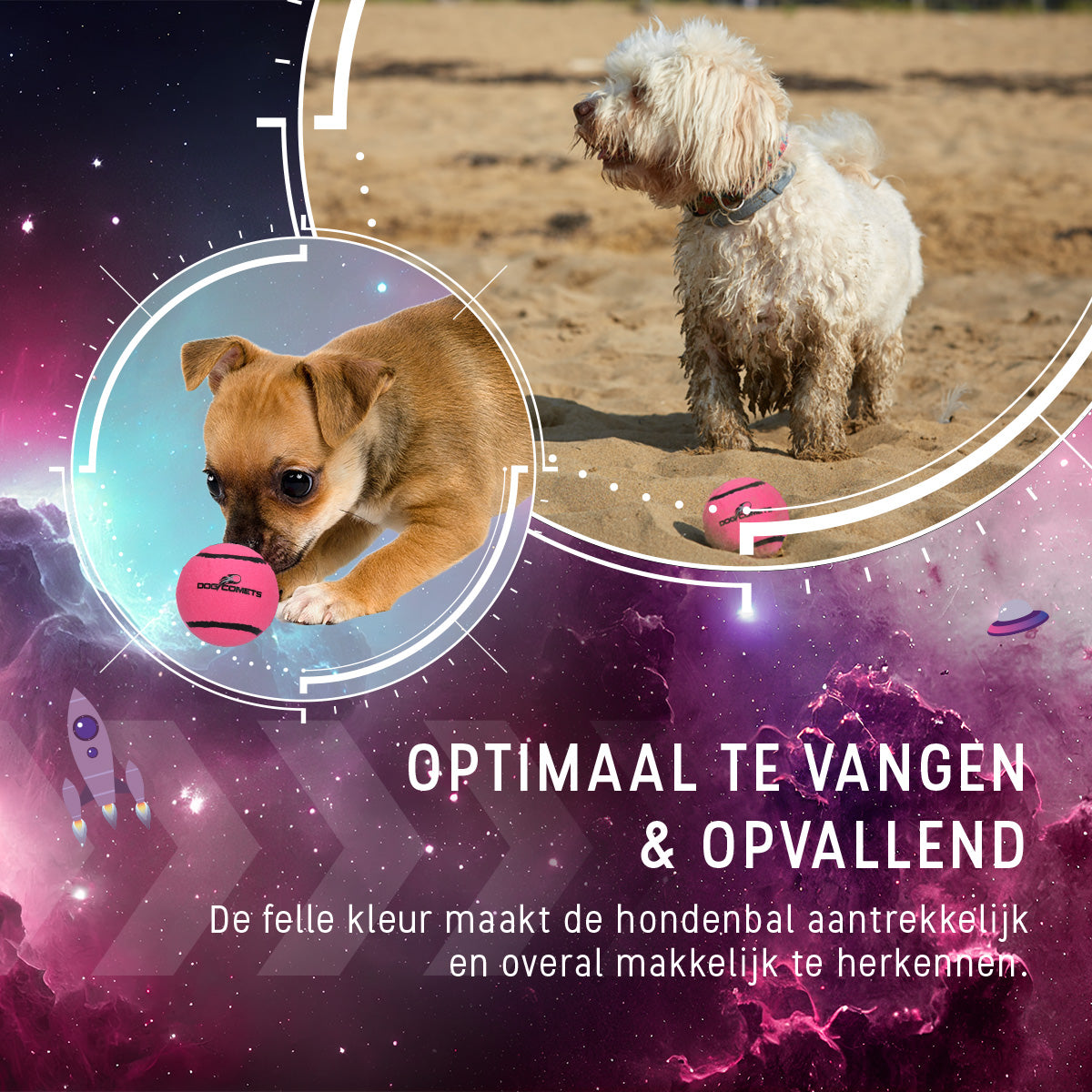 Dog Comets Tennisbal Starlight L Roze