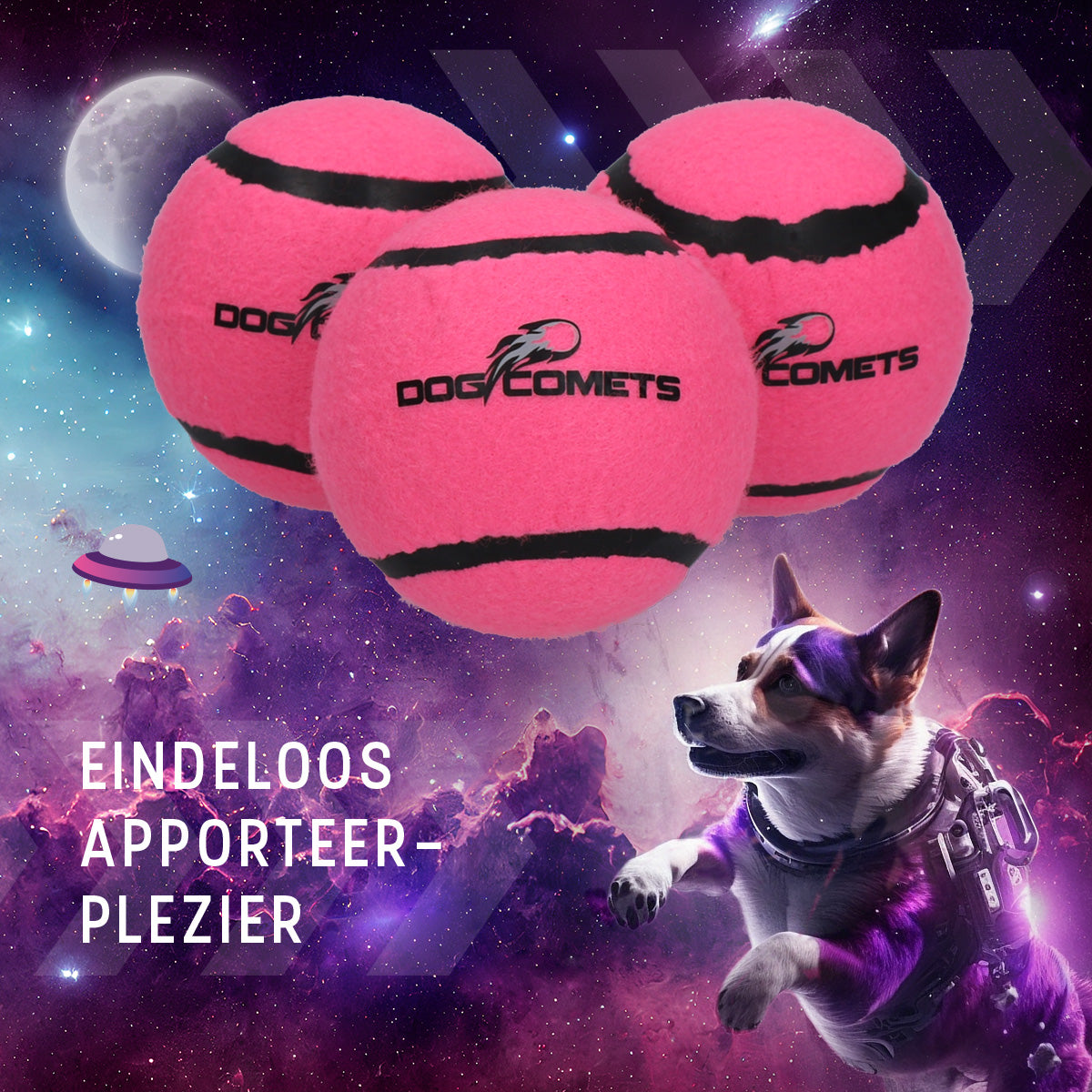 Dog Comets Tennisbal Starlight L Roze (2-pack)