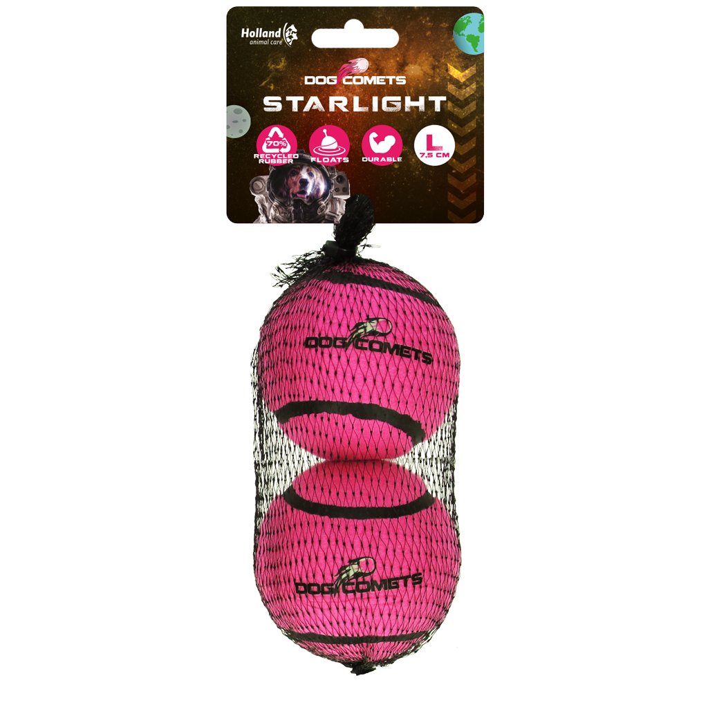 Dog Comets Tennisbal Starlight L Roze (2-pack)