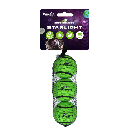 Dog Comets Tennisbal Starlight S Groen (3-pack)