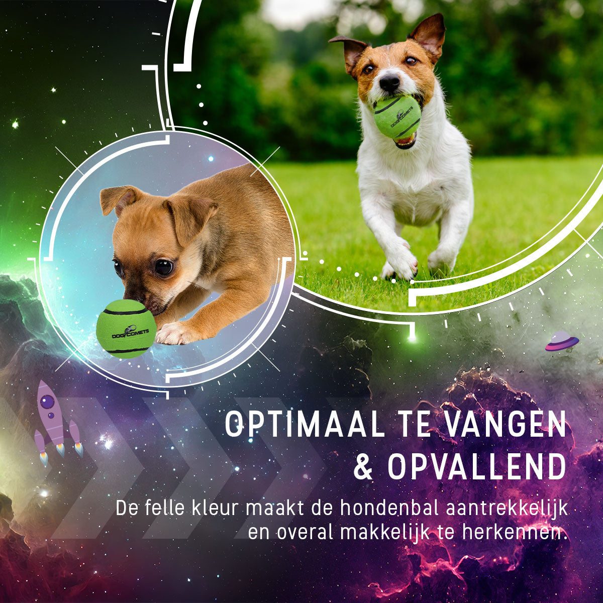 Dog Comets Tennisbal Starlight S Groen (3-pack)