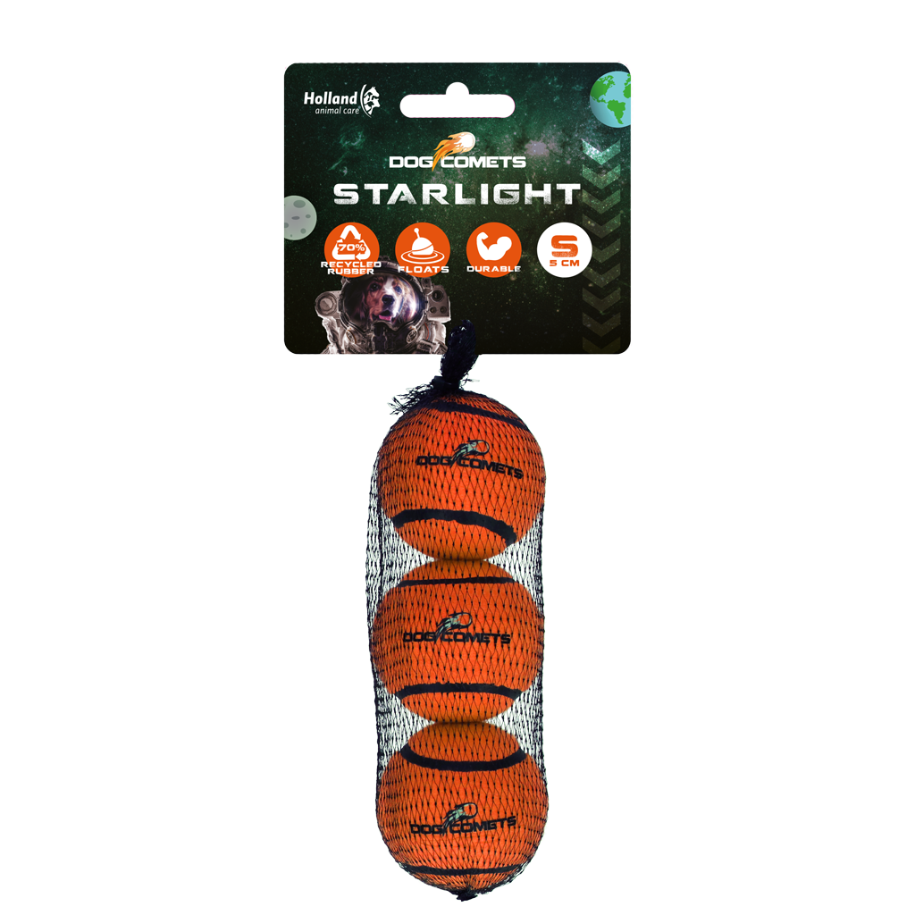 Dog Comets Tennisbal Starlight S Oranje (3-pack)