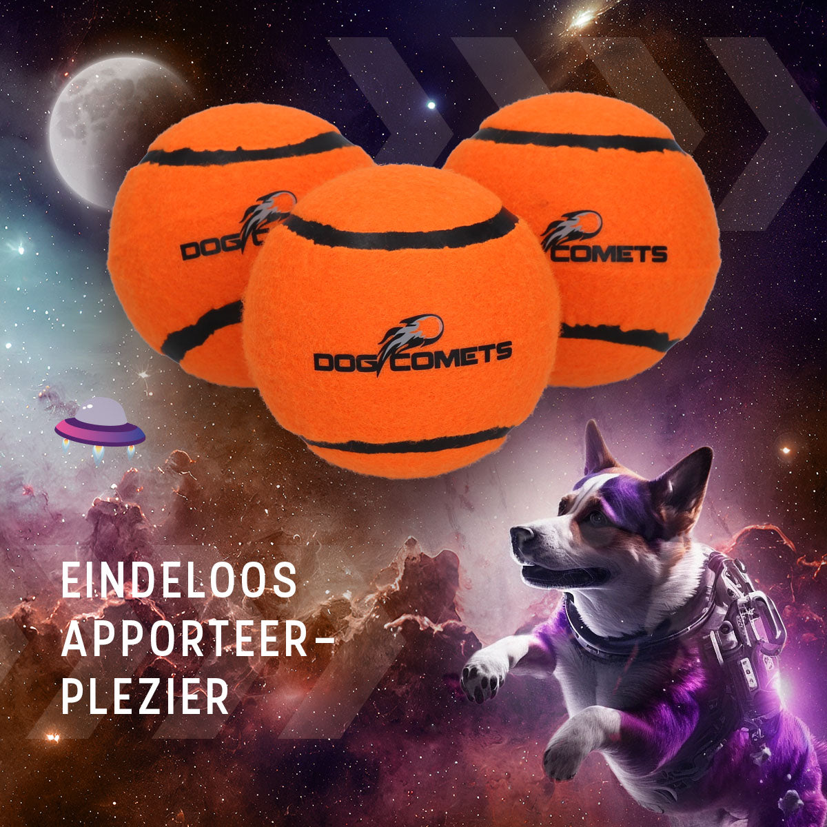 Dog Comets Tennisbal Starlight L Oranje