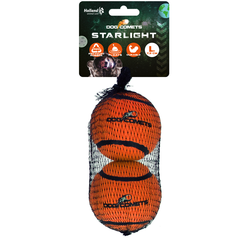Dog Comets Tennisbal Starlight L Oranje (2-pack)
