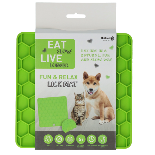 Eat Slow Live Longer Lick Mat Honeycomb Groen