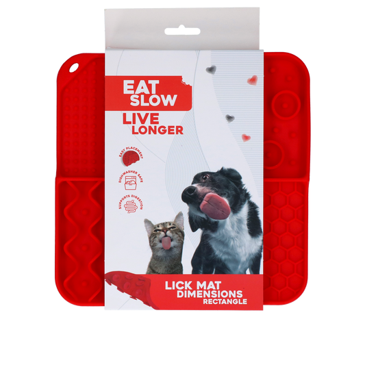 Eat Slow Live Longer Lick Mat Dimensions Rectangle Rood