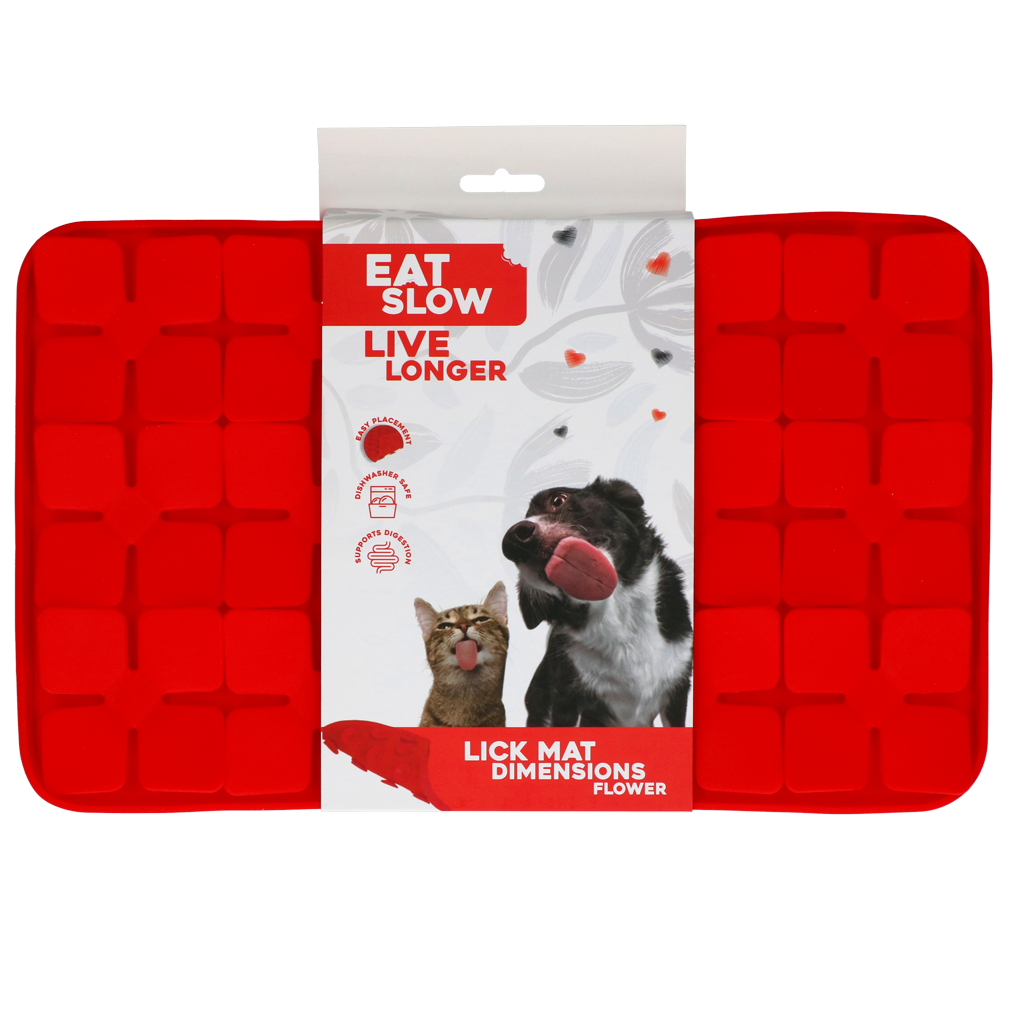 Eat Slow Live Longer Lick Mat Dimensions Flower Rood
