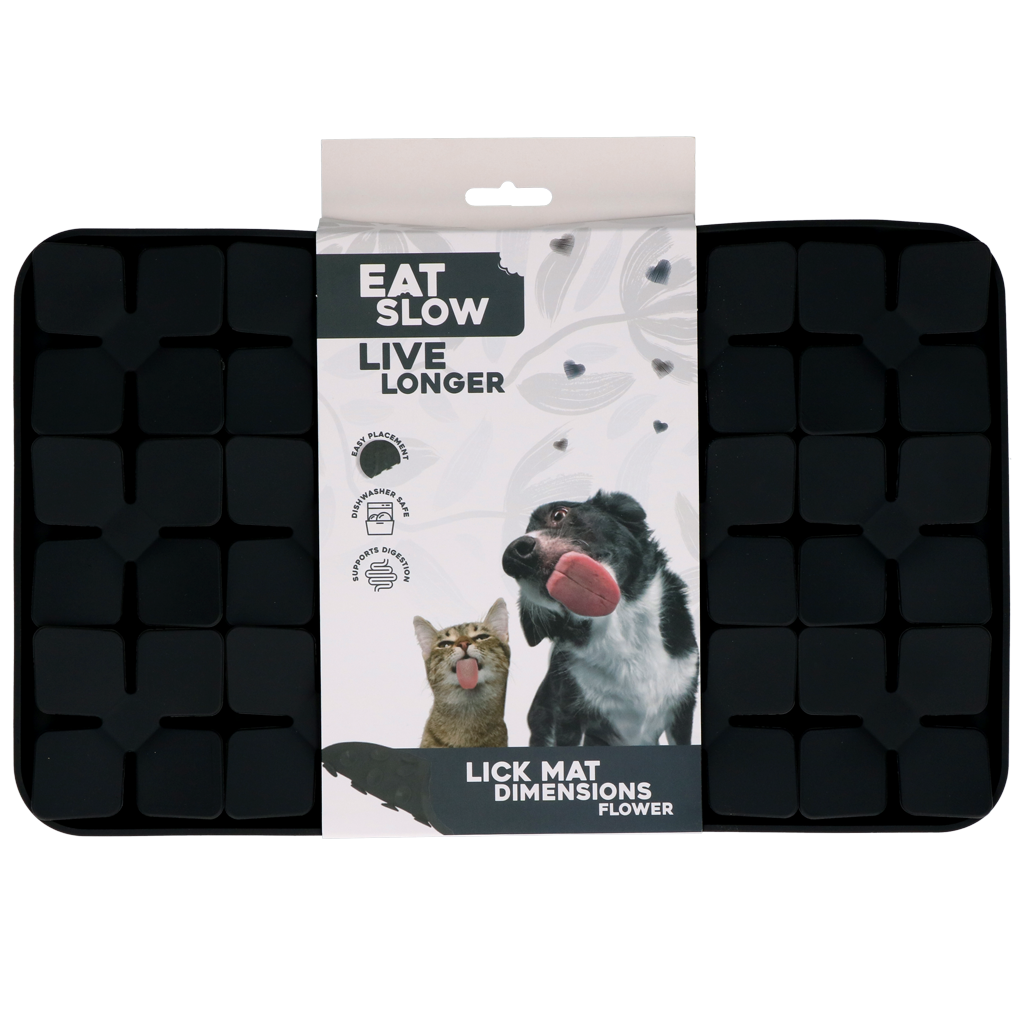 Eat Slow Live Longer Lick Mat Dimensions Flower Grijs