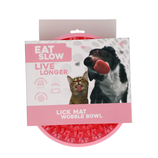 Eat Slow Live Longer Lick Mat Wobble Bowl Roze