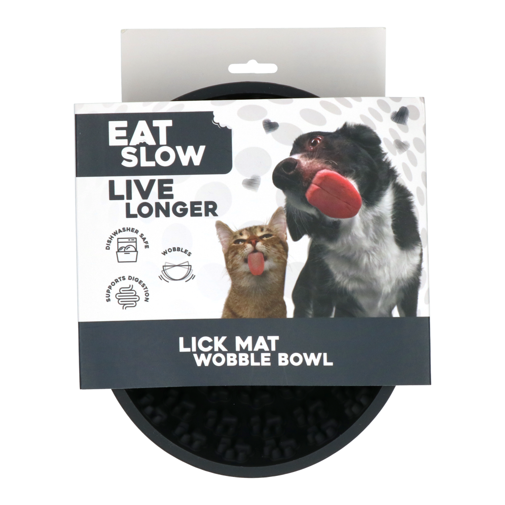 Eat Slow Live Longer Lick Mat Wobble Bowl Grijs