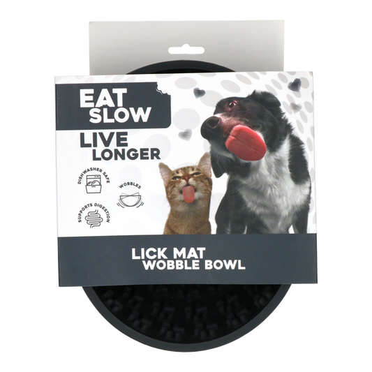 Eat Slow Live Longer Lick Mat Wobble Bowl Grijs