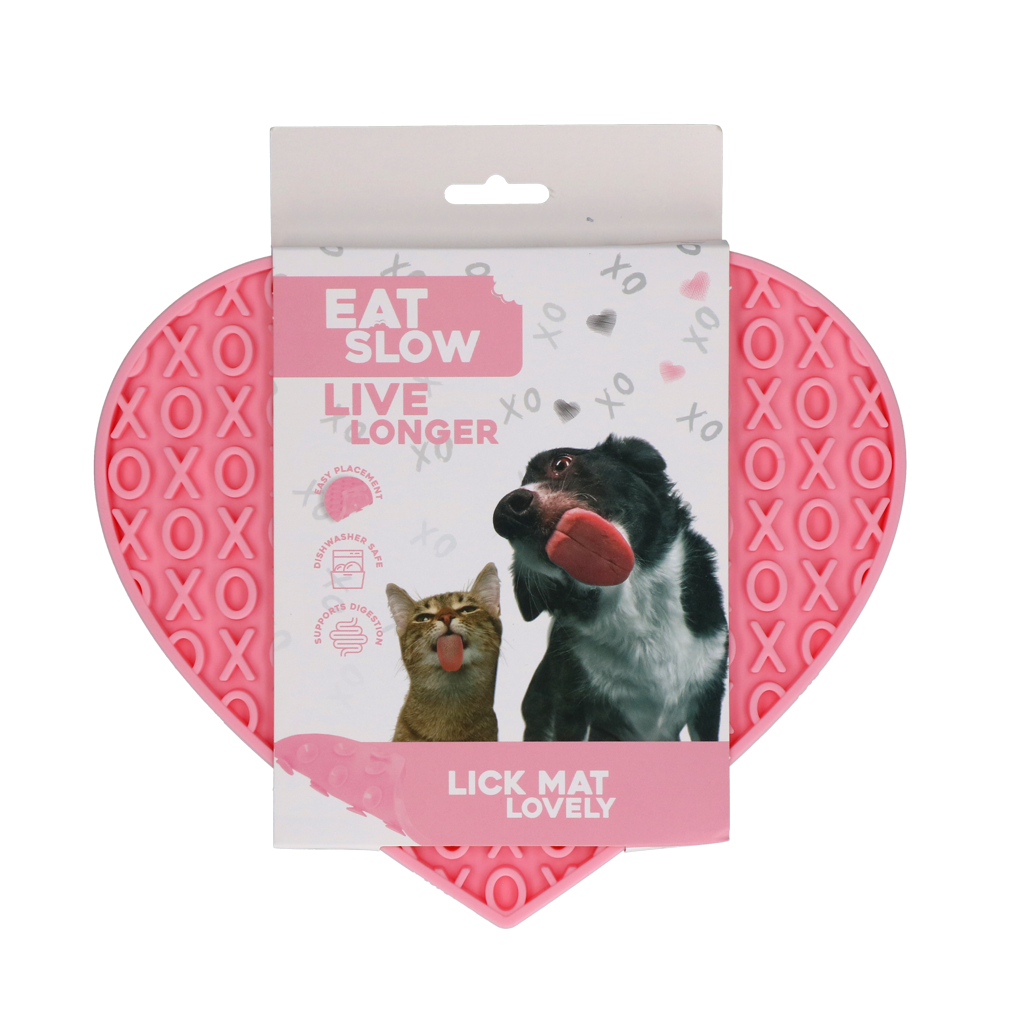 Eat Slow Live Longer Lick Mat Lovely Heart Roze
