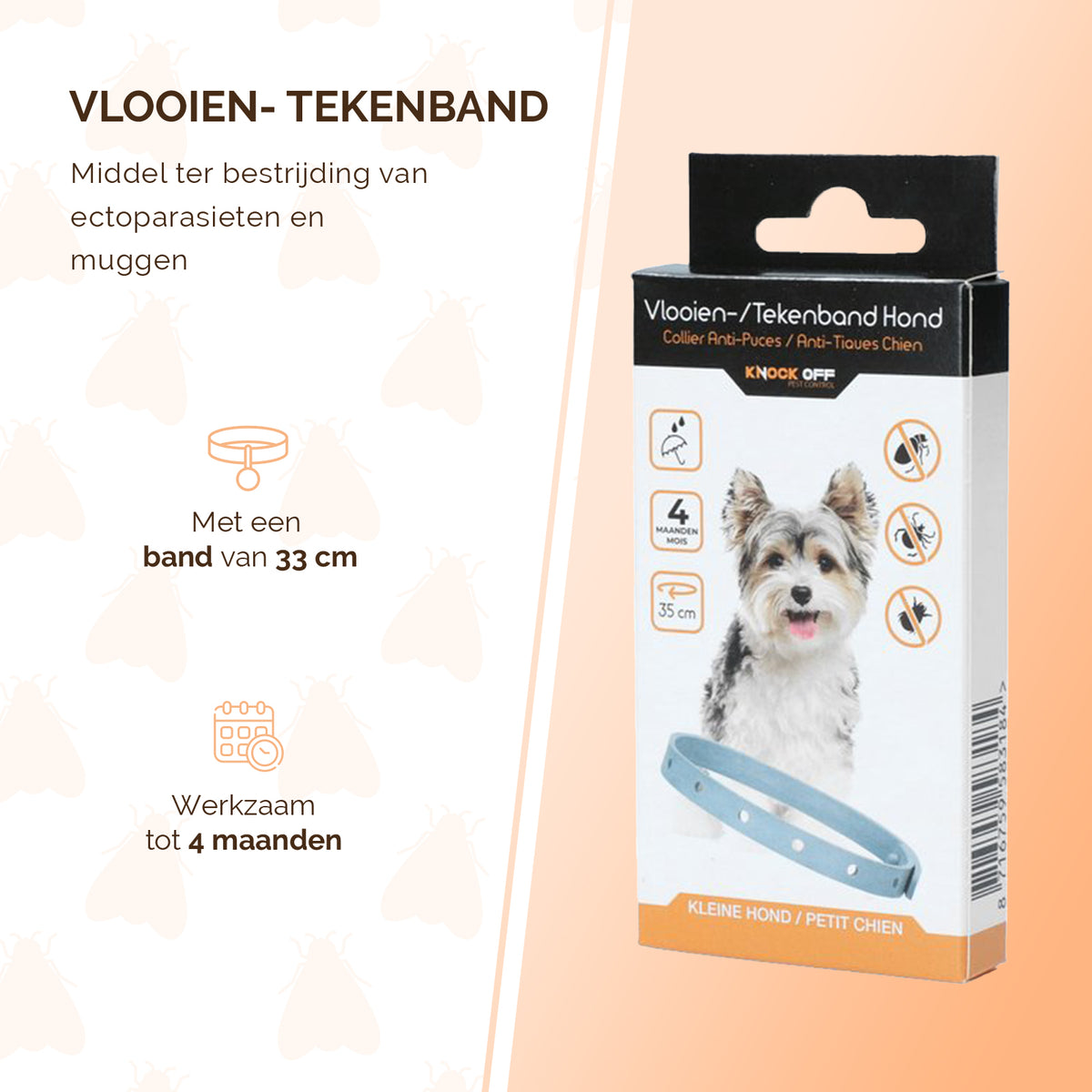 Knock Pest Vlooien/Tekenband Hond 33 cm NL/FR
