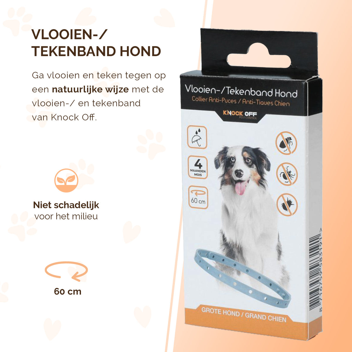 Knock Pest Vlooien/Tekenband Hond 59 cm NL/FR