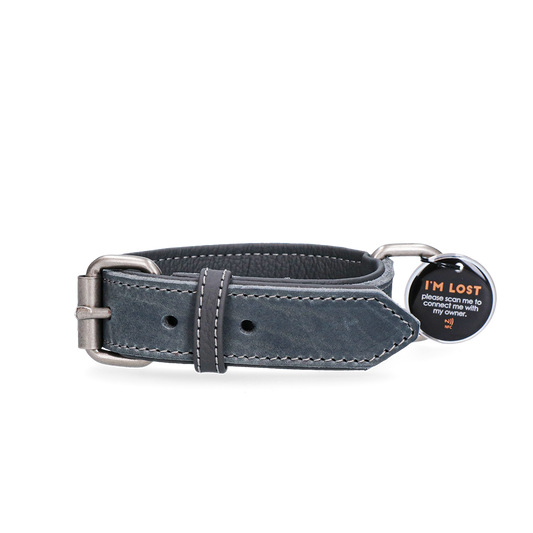 Spotted! Pro Leren Halsband 50 cm - Grijs