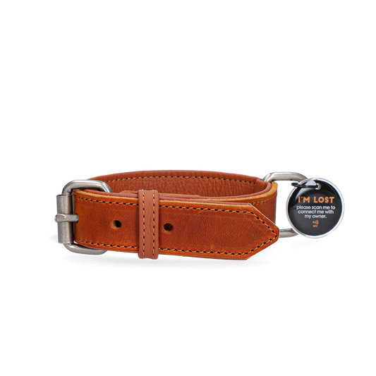 Spotted! Pro Leren Halsband 60 cm - Cognac