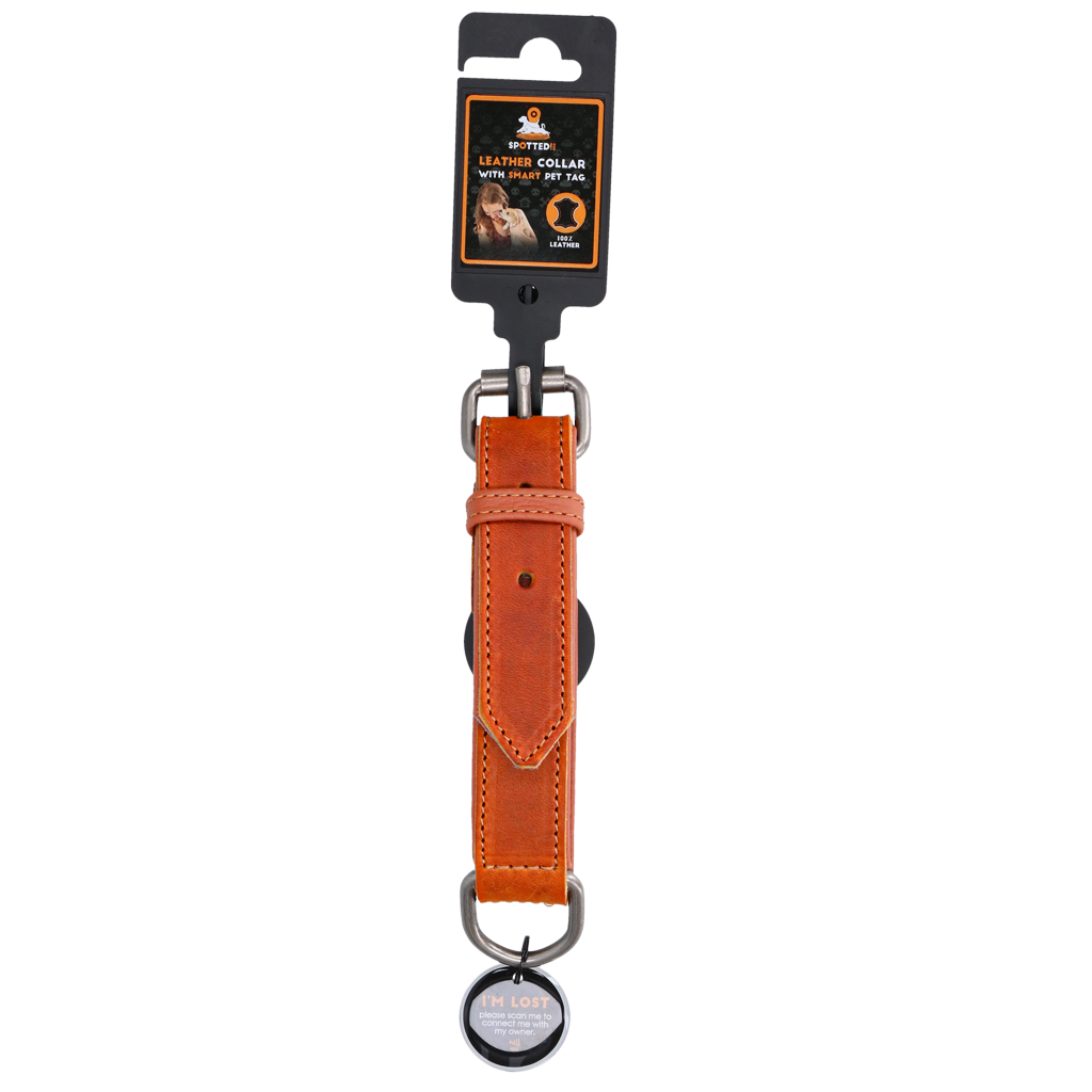 Spotted! Pro Leren Halsband 50 cm - Cognac