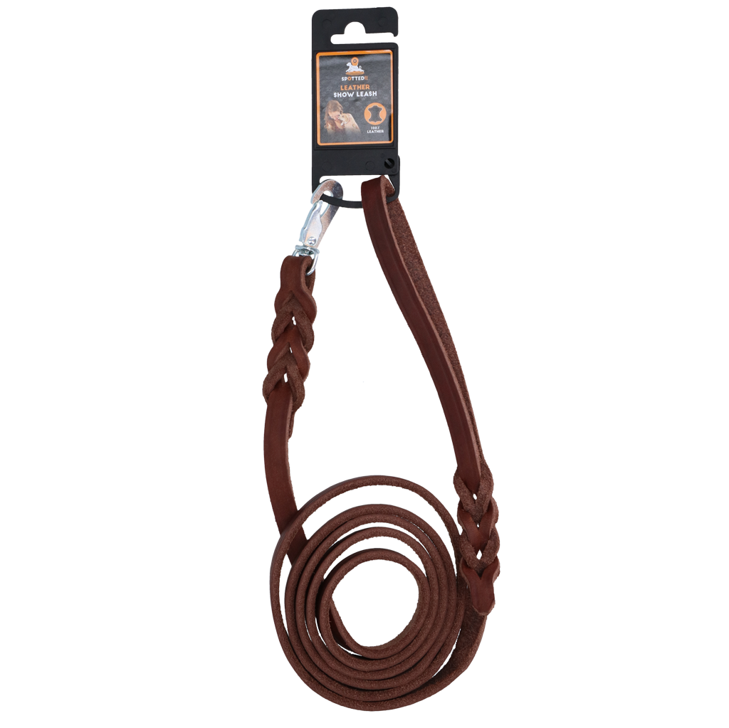 Spotted! Pro Leren Showlijn 180 cm x 12 mm - Bruin (Kliphaak)